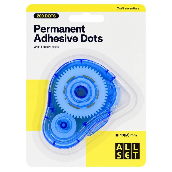 All Set Permanent Adhesive Dots with Dispenser - 200pc