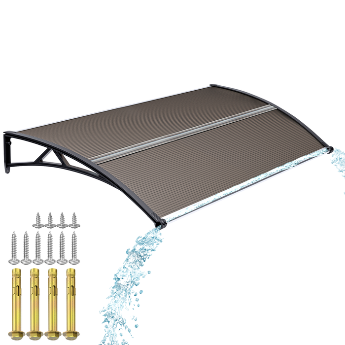 Advwin Window Awning 1 * 1.5m, Door Canopy Awning with Aluminum Drainage