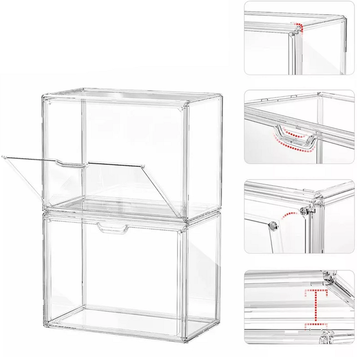 Provecta 3 Piece L Transparent Stackable Display Case With Magnetic Door