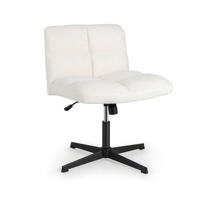 Costway Modern Armless Office Leisure Chair Imitation Lamb Fleece - Beige