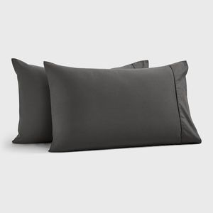 Dreamaker 400TC Premium Cotton Sateen Standard Pillowcase Charcoal Twin Pack