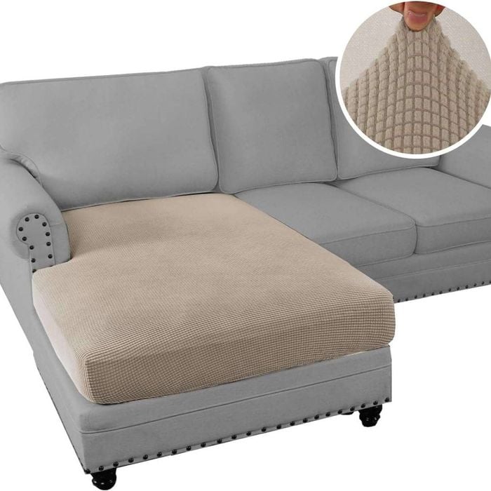 Smarcute 2 Seater Sectional Sofa Couch Lounge Chaise Cushion Seat Cover Beige (1 Chaise Seat Only)