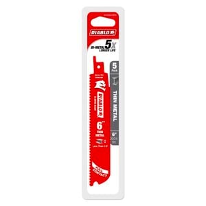 Diablo 150mm 20-24 TPI Bi-Metal Reciprocating Saw Blade for Metal Cutting - 5 Pack