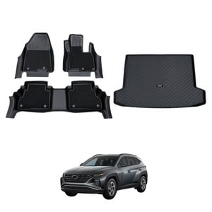 AUSGO Double-Layer Floor Mats & Boot Liner Set for Hyundai Tucson Petrol / Diesel 2021-Onwards Car Floor Liners Cargo Mat