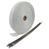 Cal Custom Heat Solutions 1 Inch By 50 Foot (2.54cm by 15.24m) White Insulated Fibreglass Exhaust Wrap With Stainless Steel Ties