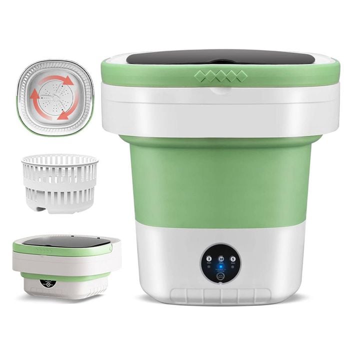 Catzon Portable Washing Machine 12L Mini Laundry 3 Modes with Spin Basket-Green