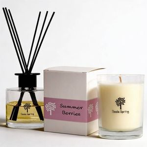 Nicola Spring Soy Wax Scented Candle & Reed Diffuser Set - Summer Berries - 160g Candle 28 Hour Burn & 200ml Diffuser
