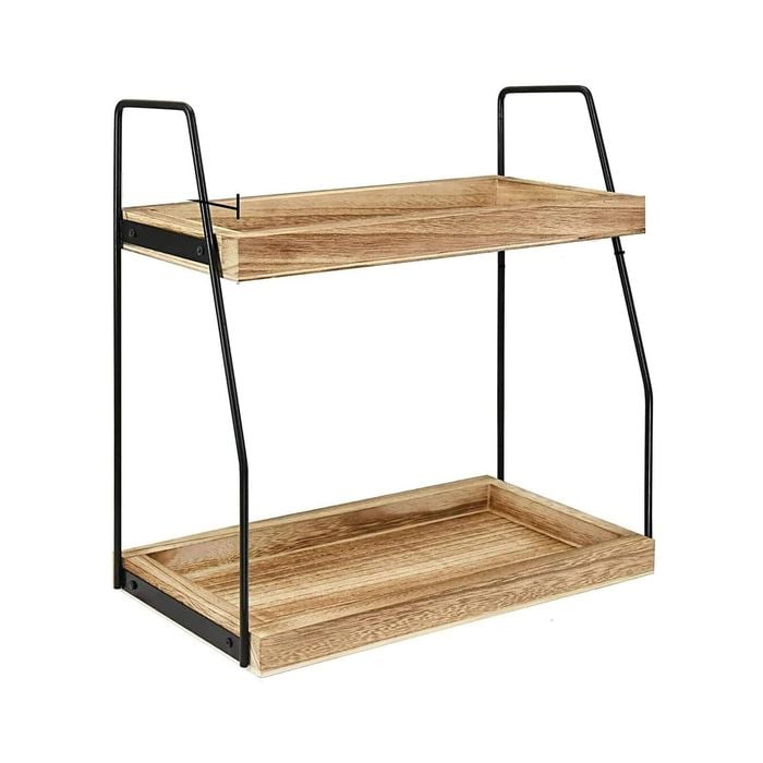 CARLA HOME 2-Tier Wooden Coffee Station Rack Organizer for Coffee Bar, Condiments, Syrups, Storage Jars & Spice Storage Shelf