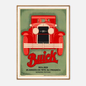 Galrie René Vincent 1929 Buick Vintage Poster - Classic Automotive Advertising Art Print, Wood Frame, A4 21 x 30cm (8 x 12inch)