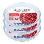3pk Lemon & Lime Yorkshire Glass 1.5L/27.5x3.5cm Bakeware Pie Dish - Clear