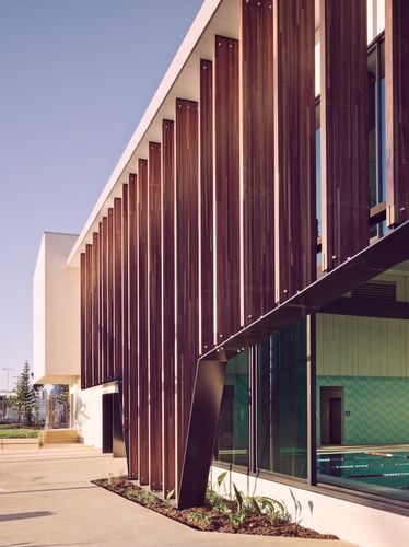 Wooden slats as part of a feature wall