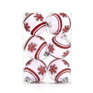 Catzon 6 Pcs Christmas Balls 6CM Shatterproof Plastic Painted Baubles for Xmas Tree Decor-Set2