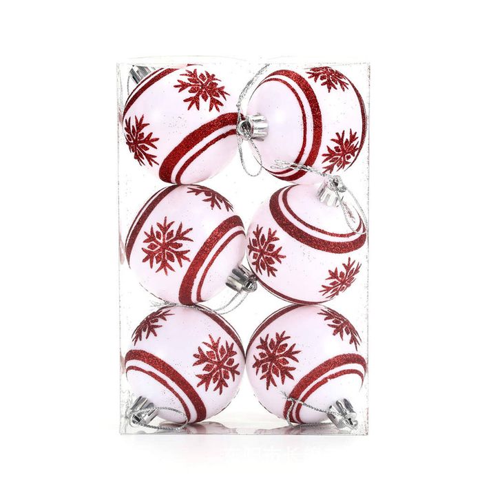Catzon 6 Pcs Christmas Balls 6CM Shatterproof Plastic Painted Baubles for Xmas Tree Decor-Set2