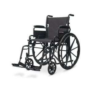 EQUIPMED Portable Folding Wheelchair 24 Inch 136kg Capacity Wheel Chair Retractable Armrests, Black