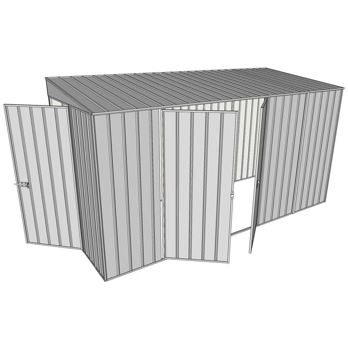 Build-a-Shed 1.5 x 3.7 x 2.0m Skillion Double Hinged Side Doors Shed - Zinc