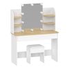 Ufurniture 10 LED Bulb Dressing Table with Open Shelves Drawers White-Natural