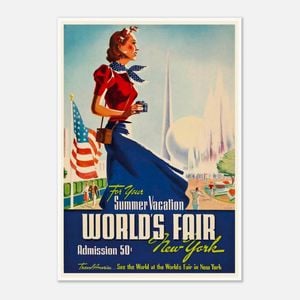 Galrie Vintage 1939 See The World's Fair New York Travel Poster Timeless Charm Artwork, Poster Only, 70 x 100cm (28 x 40inch)