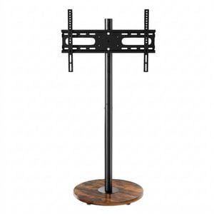 P&p Black Walnut Tv Stand Floor Mount With Wheels Adjustable Height Display Unit