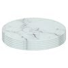 6x Round Glass Placemats - 30cm - Marble Effect - Dining Table Place Mats Tabletop Protector for Kitchen Worktops