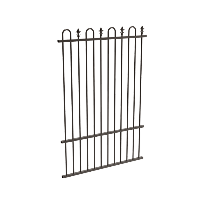 ProtectorAl 350 - 1200 x 1800mm Black Aluminium Loop And Spear Pool Fence Panel With Mid Rail