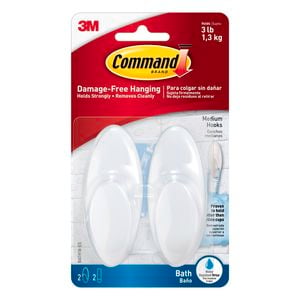 Command Medium Frosted Bath Hook - 2 Pack