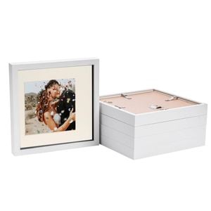 Nicola Spring 10" X 10" White 3d Box Photo Frames - 6" X 6" Mount - Pack Of 5
