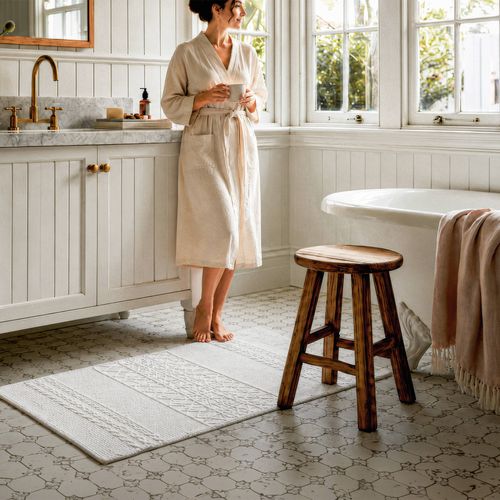The Kota cotton mat is soft underfoot, low profile, ideal for hallways, entrances and living spaces.