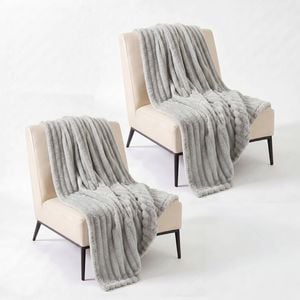 Soga 2x 230x200cm Silver Flannel Polyester Throw Blanket
