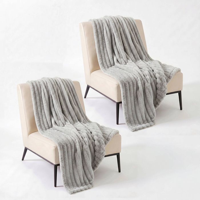 Soga 2x 230x200cm Silver Flannel Polyester Throw Blanket
