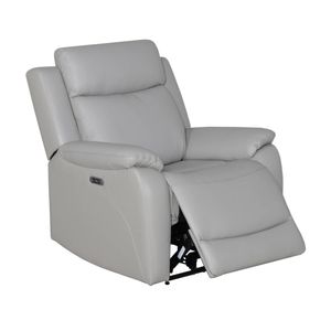Flint 1 Seater Electric Recliner Chair Genuine Leather Light Grey