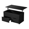 Oikiture Coffee Table Lift Up Top With 2 Drawers Black
