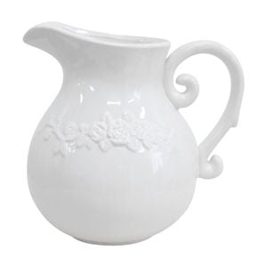 Lvd Vintage Flowers Ceramic Jug/vase Home/garden Decor 19x18.5x15cm White