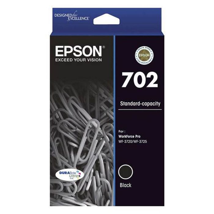 Original Epson 702 Black Ink Cartridge Toner Wf-3720 Wf-3725 T344192