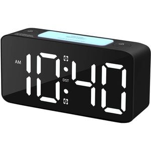 Catzon Digital Alarm Clock With 7 Color Night Light Adjustable Volume-black