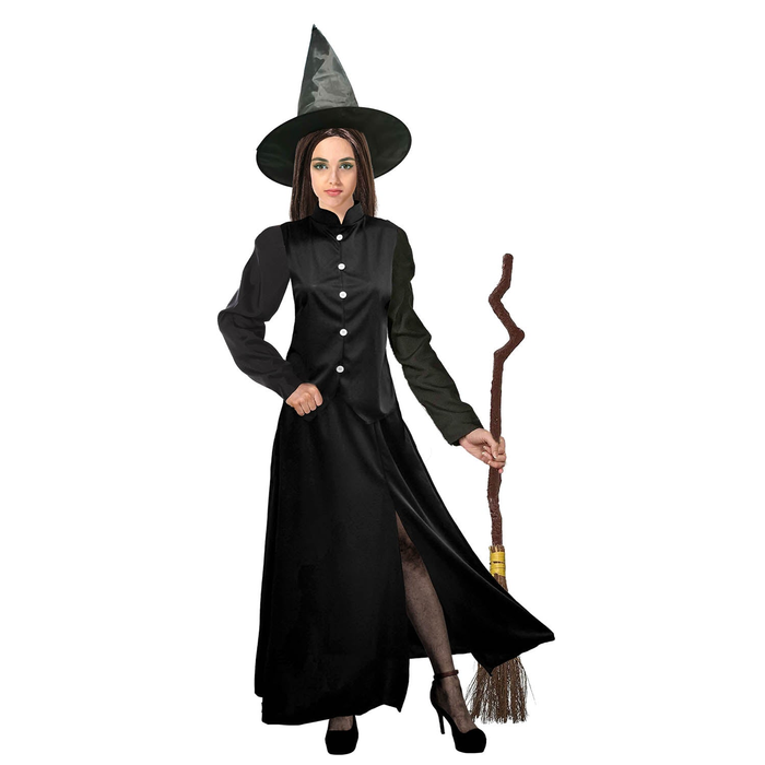 Classic Black Wicked Witch Costume Adult Halloween Book Week Long Dress Hat M/L 165-175cm Heights