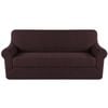 Smarcute 3 Seater 2-Piece Spandex Stretch Anti-Slip Sofa Cover Brown
