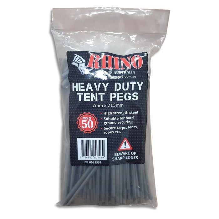 Rhino Toolbox 7 x 215mm Heavy Duty Tent Peg - 50 Pack