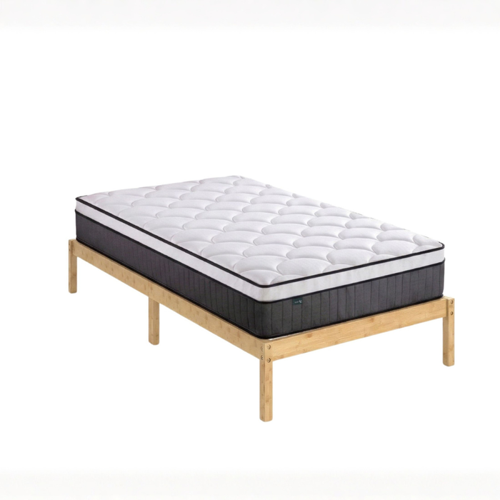 Zinus King Single Bamboo Wood Bed Frame & Pocket Spring Mattress Set, Support iCoil Eurotop