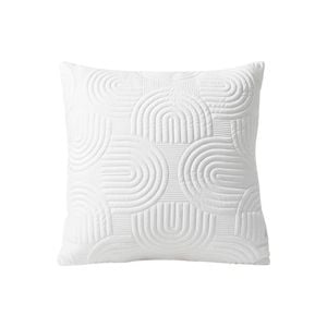 SOGA 50cm White Textured Geometric Pattern Decorative Throw Pillow