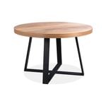 Petunia  Round Dining Table 120cm Elm Timber Wood Black Metal Leg - Natural