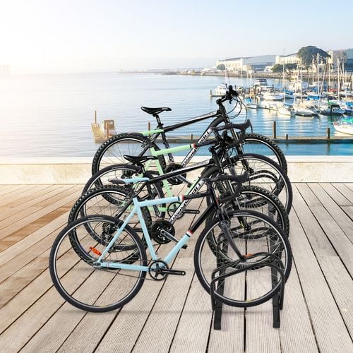 Costway 4 Bike Stand Portable Bicycle Rack Floor Parking Holder Storage Cycling Black Bunnings Australia