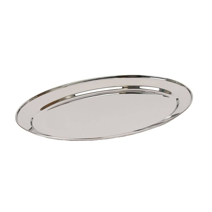 Argon Tableware Oval Serving Platter - 40 x 27cm - Stainless Steel Dinner Tray Oval Plate Small Appetizer Serving Dishes