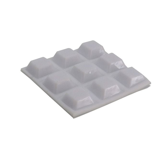 Surface Gard 13 x 13mm White Square Rubber Bumper - 9 Pack