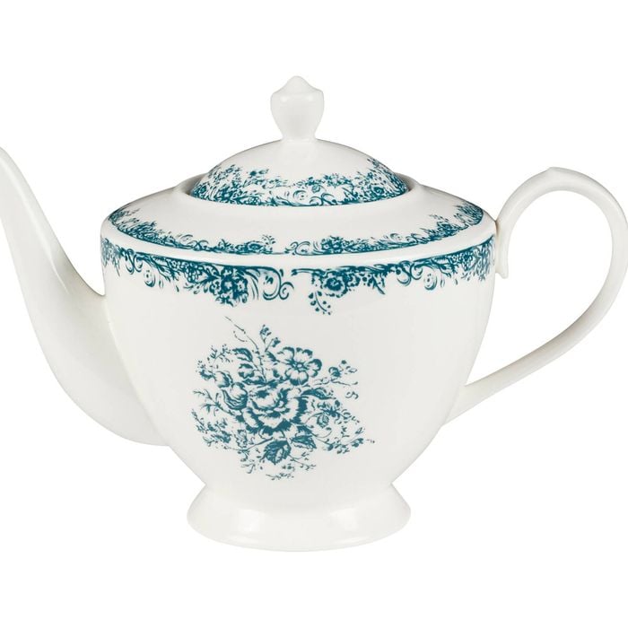 Casa Domani Teapot Rosetta Pattern Antique Blue Porcelain 1l Gift Boxed