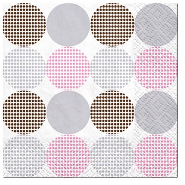 20pc Paw 3 Ply Lunch 33x33 cm Premium Paper Flexo Napkins - Dotsy Dots Rosa