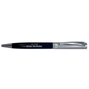 Gibson Gifts 60th Birthday Pen Writing Ballpoint Stationery Silver/black