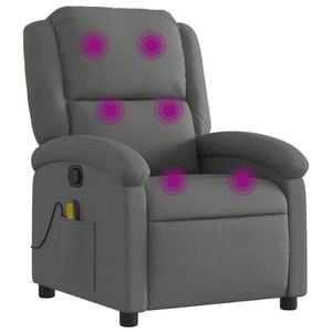 vidaXL Massage Recliner Chair Reclining Chair Single Sofa Dark Grey Fabric