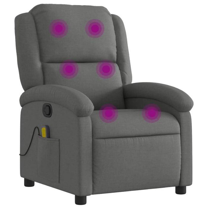 vidaXL Massage Recliner Chair Reclining Chair Single Sofa Dark Grey Fabric