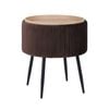 La Bella Brown Side Table Storage Ottoman - Velvet Stool Vanity Footstool CLEO