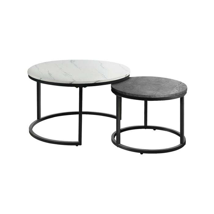 Oikiture Nesting Coffee Table Set 70cm 50cm White And Grey